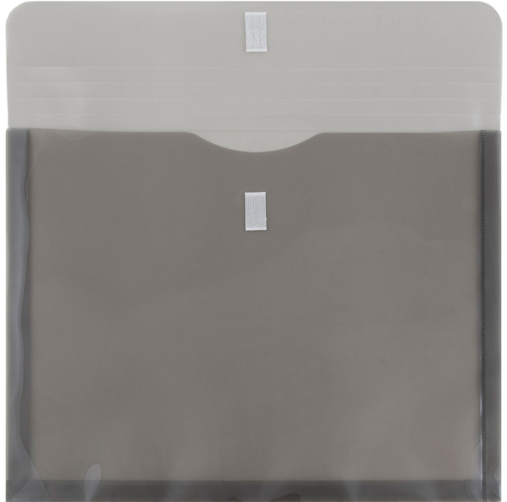 Smoke Gray Letter Booklet with 1" Expansion Plastic Envelopes (9 3/4 x 13) with Hook and Loop Closure