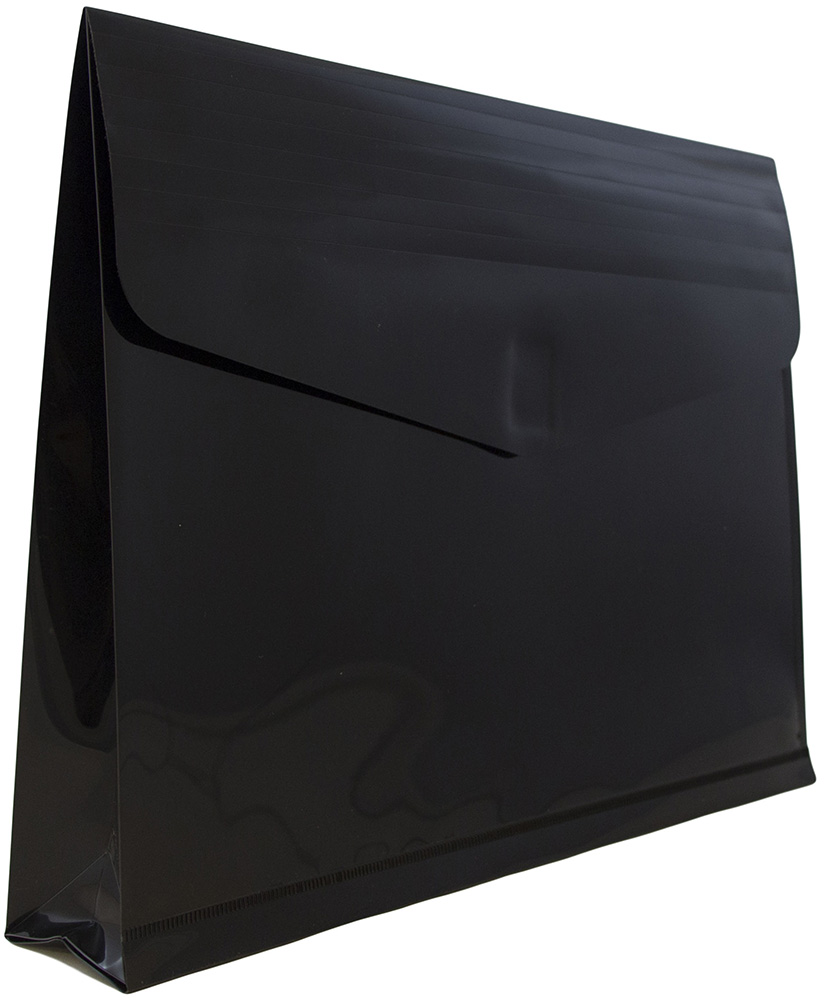 Black Letter Booklet with 2" Expansion Plastic Envelopes (9 3/4 x 13) with Hook and Loop Closure