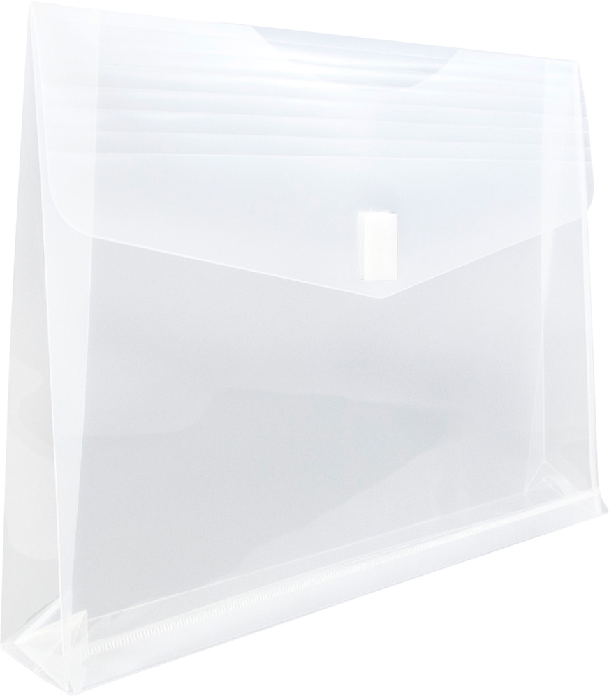 Clear Letter Booklet with 2" Expansion Plastic Envelopes (9 3/4 x 13) with Hook and Loop Closure