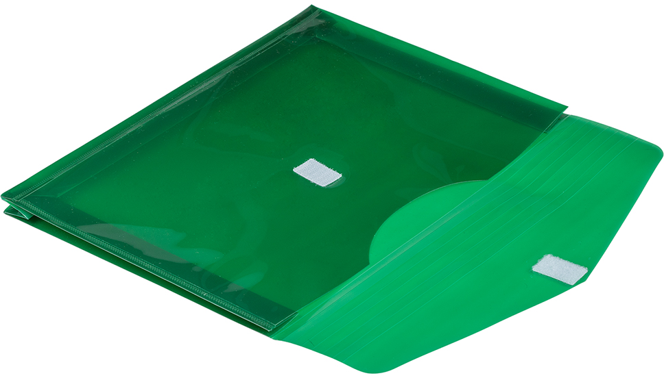 Green Letter Booklet with 2" Expansion Plastic Envelopes (9 3/4 x 13) with Hook and Loop Closure