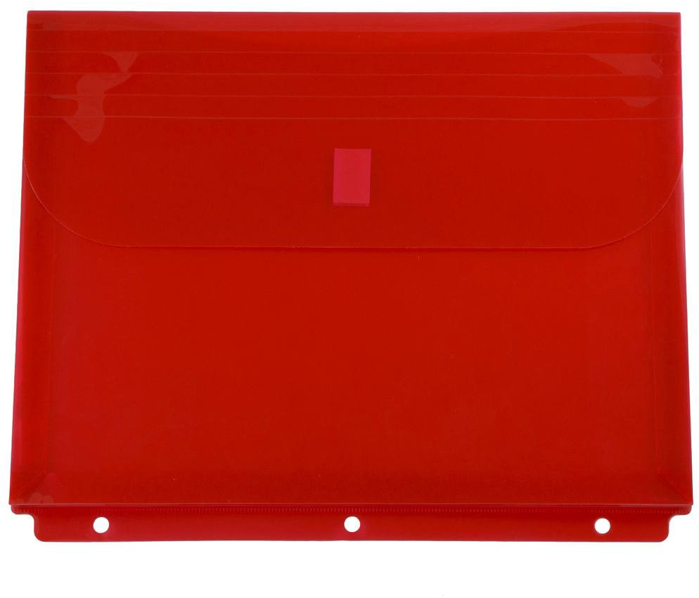 Assorted Letter Booklet 3 Hole Punch with 1" Expansion Plastic Envelopes (9 1/2 x 11 1/2) with Hook and Loop Closure - 6 Pack