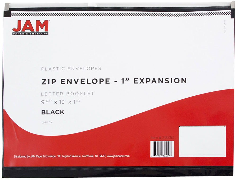 Black Letter Booklet Plastic Envelopes (9 3/4 x 13) with Zip Closure