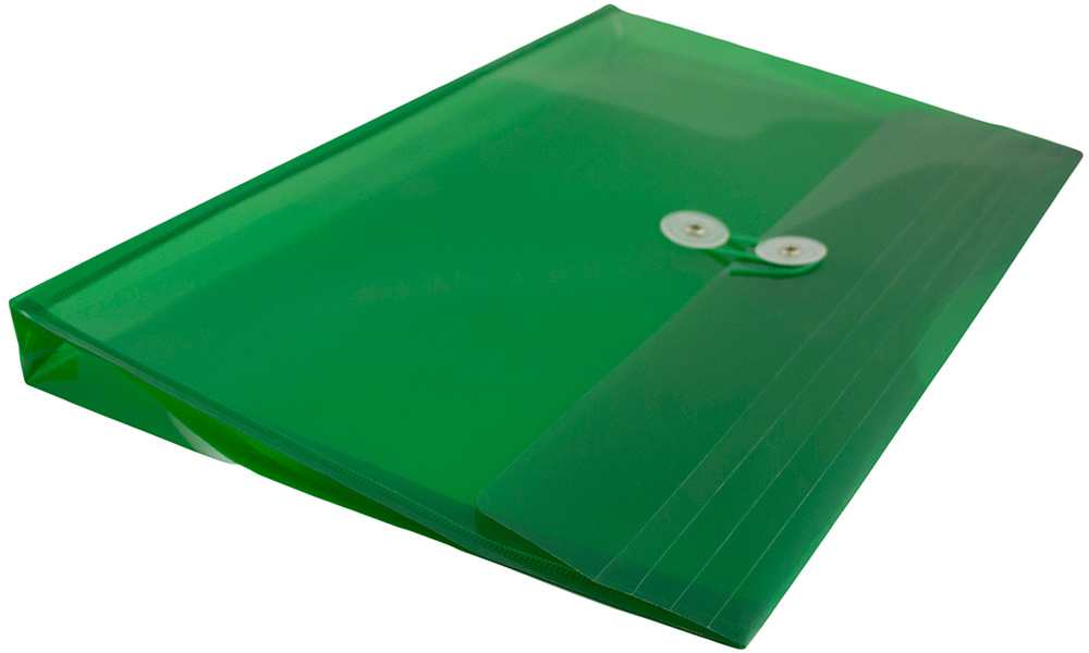 Green Legal Open End Plastic Envelopes (9 3/4 x 14 1/2) with Button & String