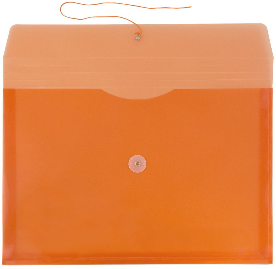Orange Legal Booklet Plastic Envelopes (9 3/4 x 14 1/2) with Button & String