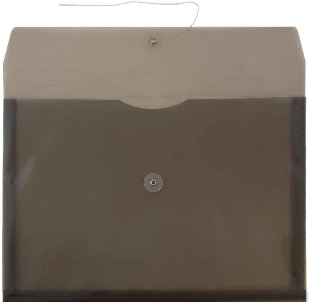 Smoke Gray Legal Open End Plastic Envelopes (9 3/4 x 14 1/2) with Button & String