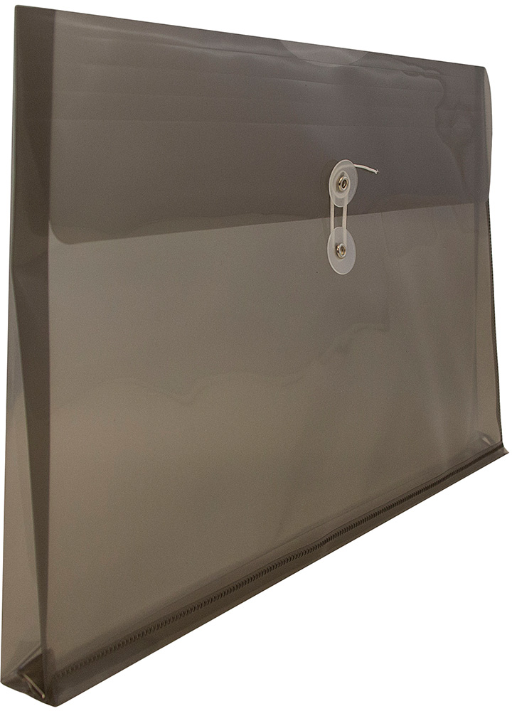 Smoke Gray Legal Open End Plastic Envelopes (9 3/4 x 14 1/2) with Button & String