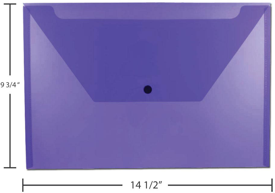 Purple Legal Booklet Plastic Envelopes (9 3/4 x 14 1/2) with Snap Closure