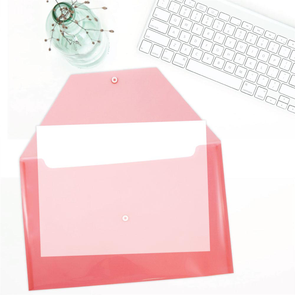 Red Legal Booklet Plastic Envelopes (9 3/4 x 14 1/2) with Snap Closure