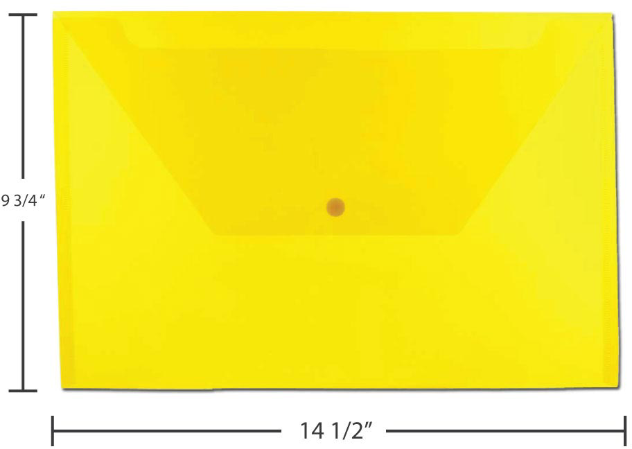Yellow Legal Booklet Plastic Envelopes (9 3/4 x 14 1/2) with Snap Closure