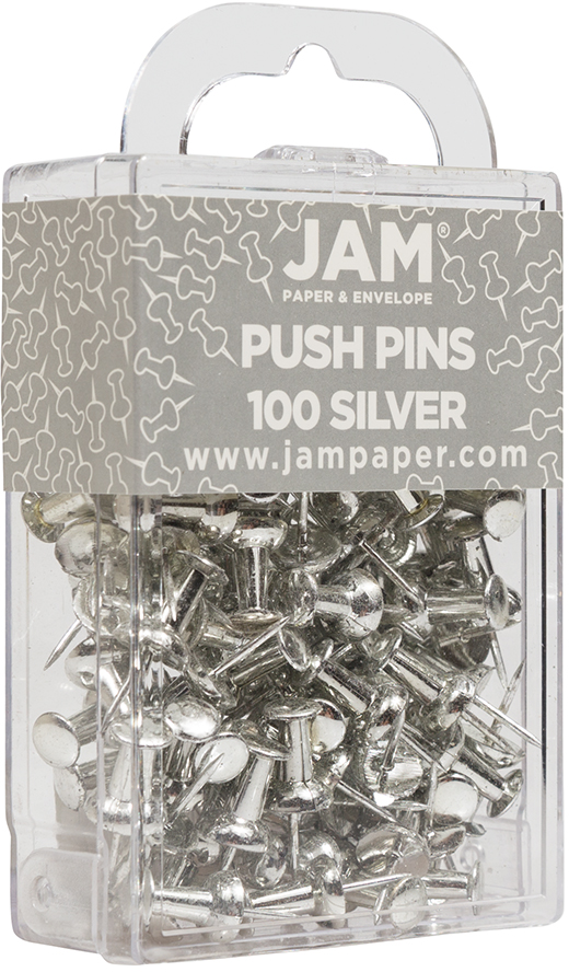 Silver Pushpins - 100 Pack