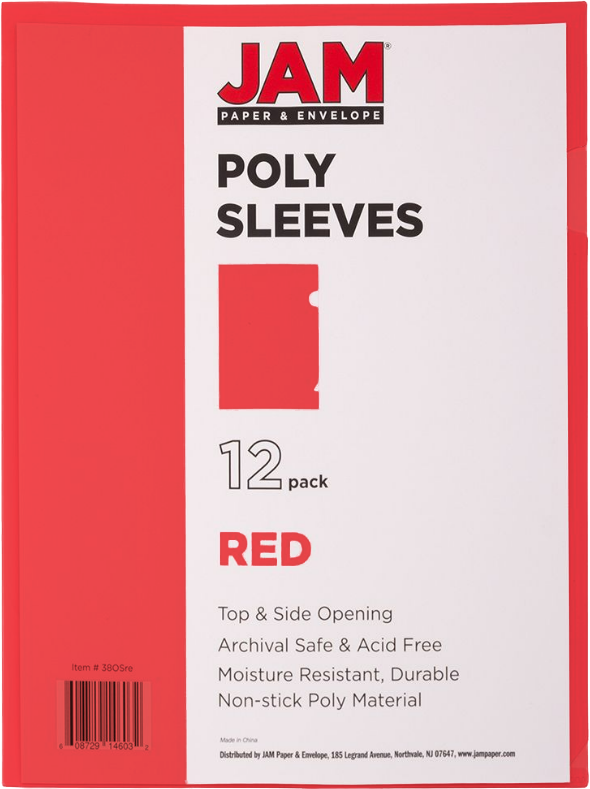 Red 9 x 11 1/2 Plastic Sleeves