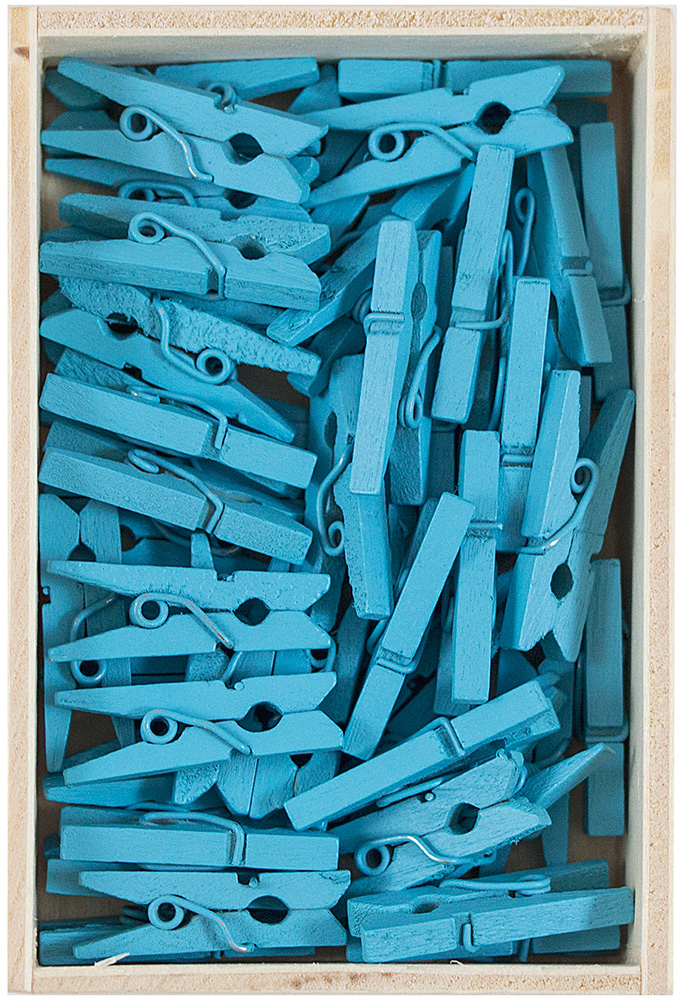 Blue Small 7/8 Inch Wood Clips - 50 Pack