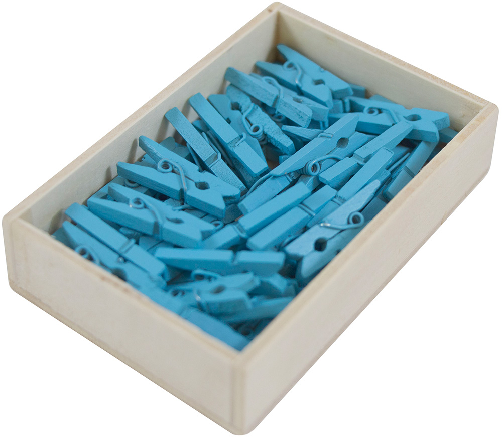 Blue Small 7/8 Inch Wood Clips - 50 Pack
