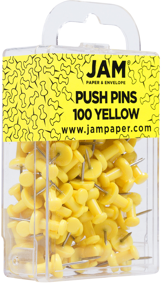 Yellow Pushpins - 100 Pack