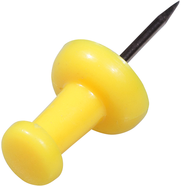 Yellow Pushpins - 100 Pack