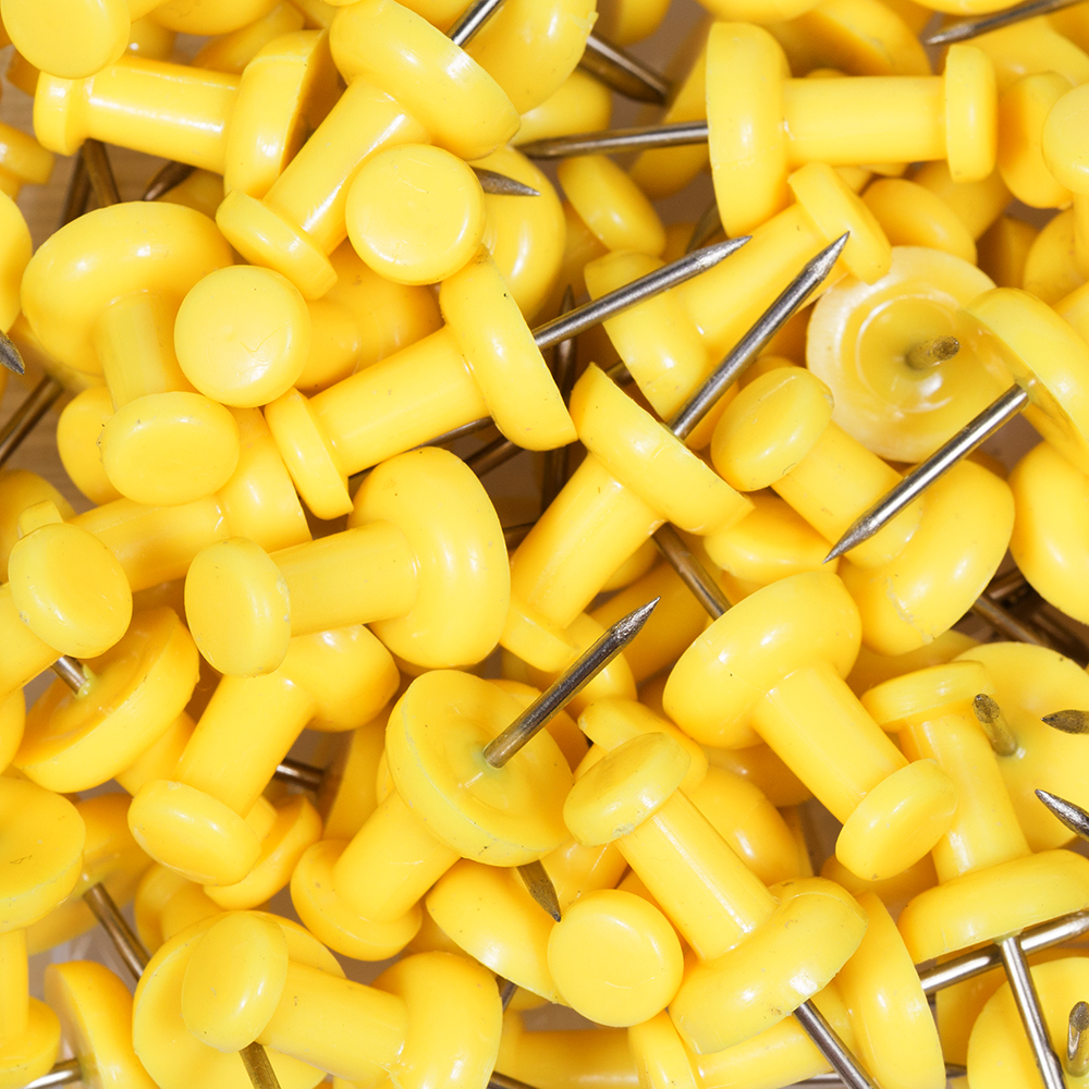 Yellow Pushpins - 100 Pack