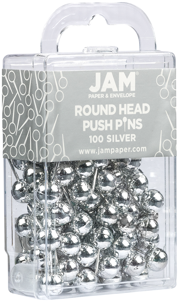 Silver Round Pushpins - 100 Pack