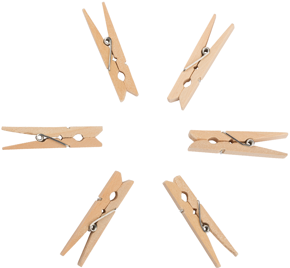 Natural X-Large Wood Clips - 24 Pack