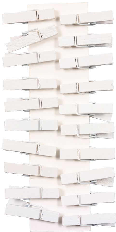 Bright White Medium/Large 1 3/8 Inch Wood Clips - 20 Pack