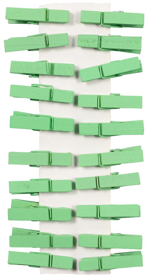 Mint Green Medium/Large 1 3/8 Inch Wood Clips - 20 Pack