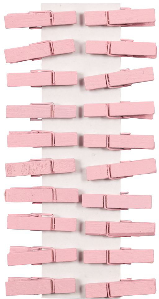 Baby Pink Medium/Large 1 3/8 Inch Wood Clips - 20 Pack