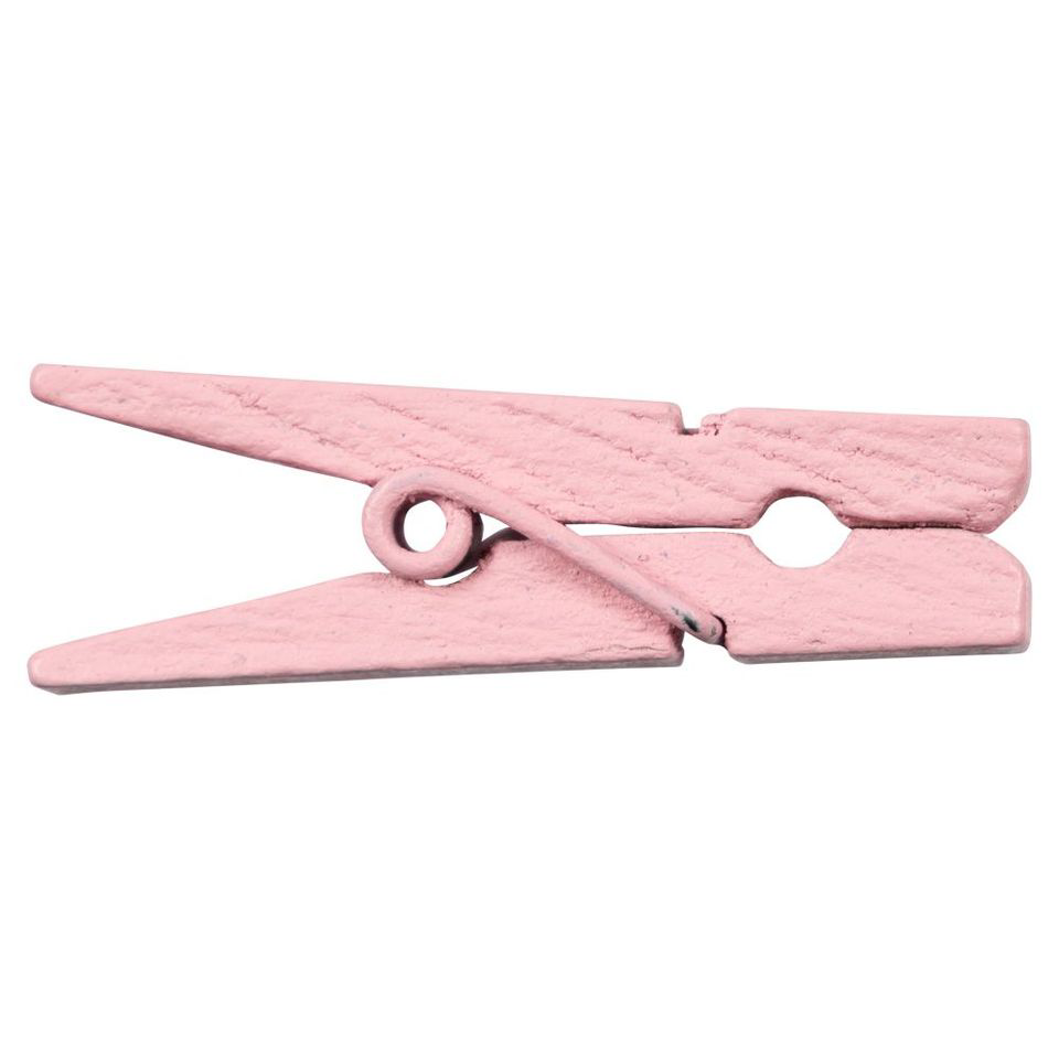 Baby Pink Medium/Large 1 3/8 Inch Wood Clips - 20 Pack