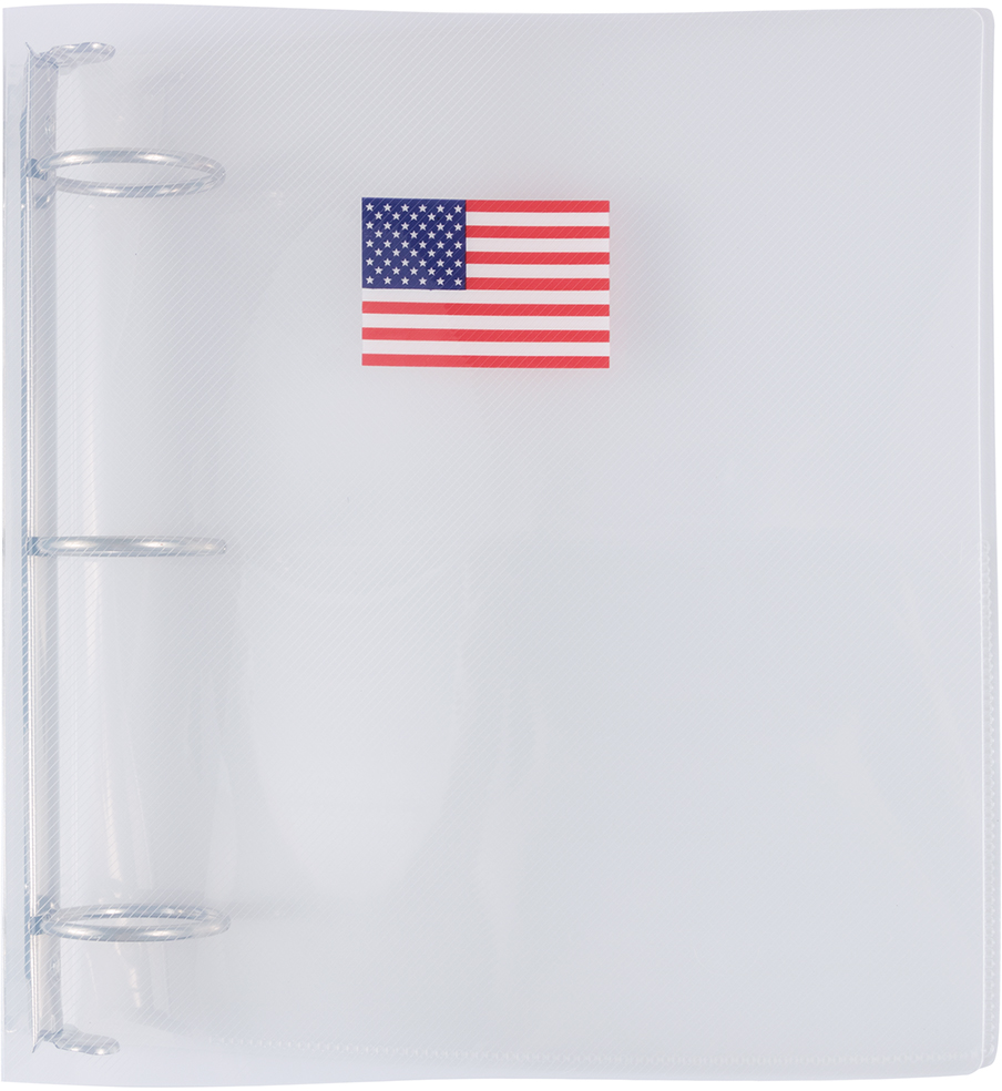 Clear American Flag Clear Plastic 2 Inch 3-Ring Binder