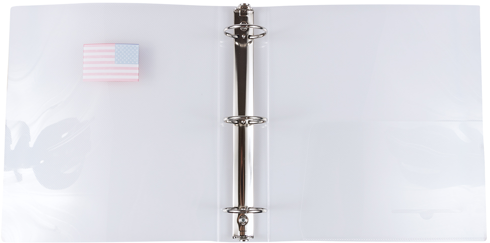 Clear American Flag Clear Plastic 2 Inch 3-Ring Binder
