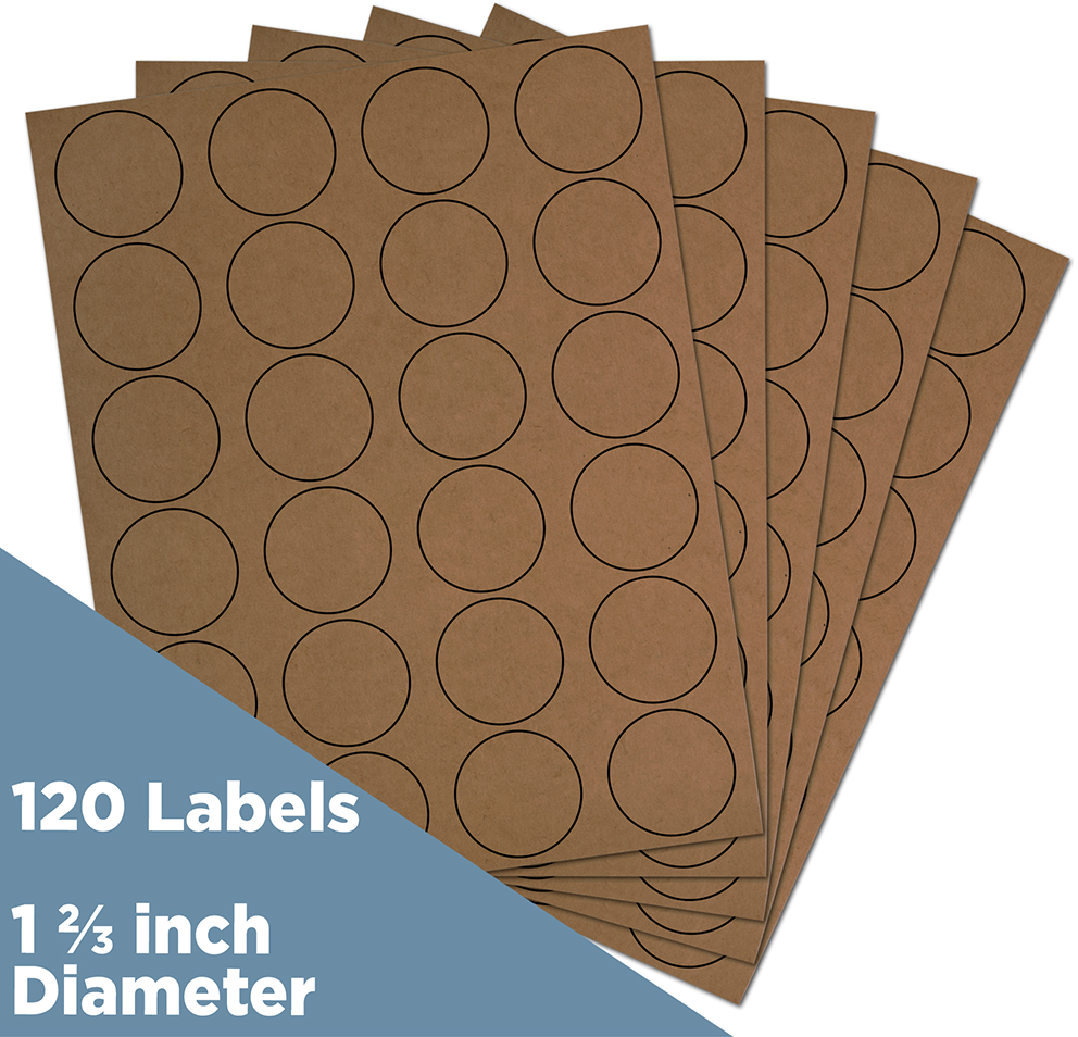 Brown Kraft Medium 1 2/3 Inch Round Labels
