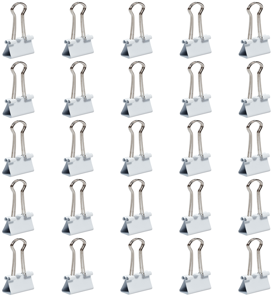 White Small 19mm Binder Clips - 25 Pack