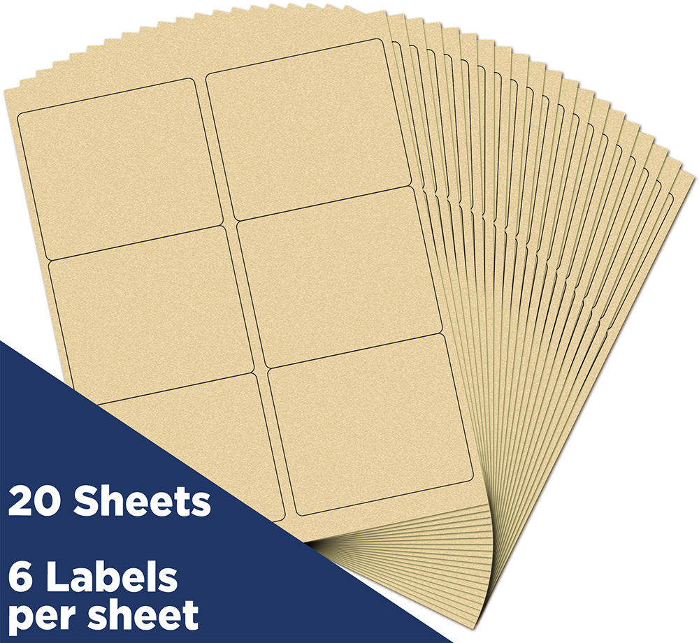 Gold Metallic 3 1/3 x 4 Shipping Labels