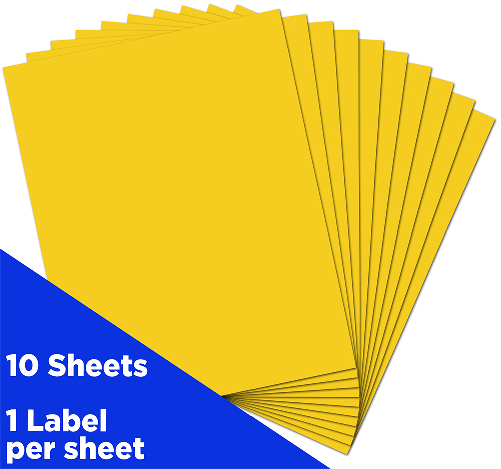 Yellow 8 1/2 x 11 Full Sheet Shipping Labels