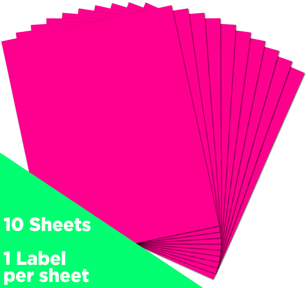 Neon Pink 8 1/2 x 11 Full Sheet Shipping Labels