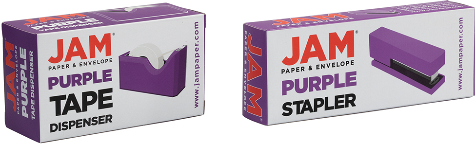 Purple Stapler and Tape Dispenser Desk Set