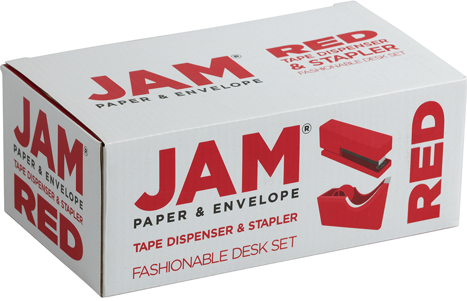 Red Stapler and Tape Dispenser Desk Set