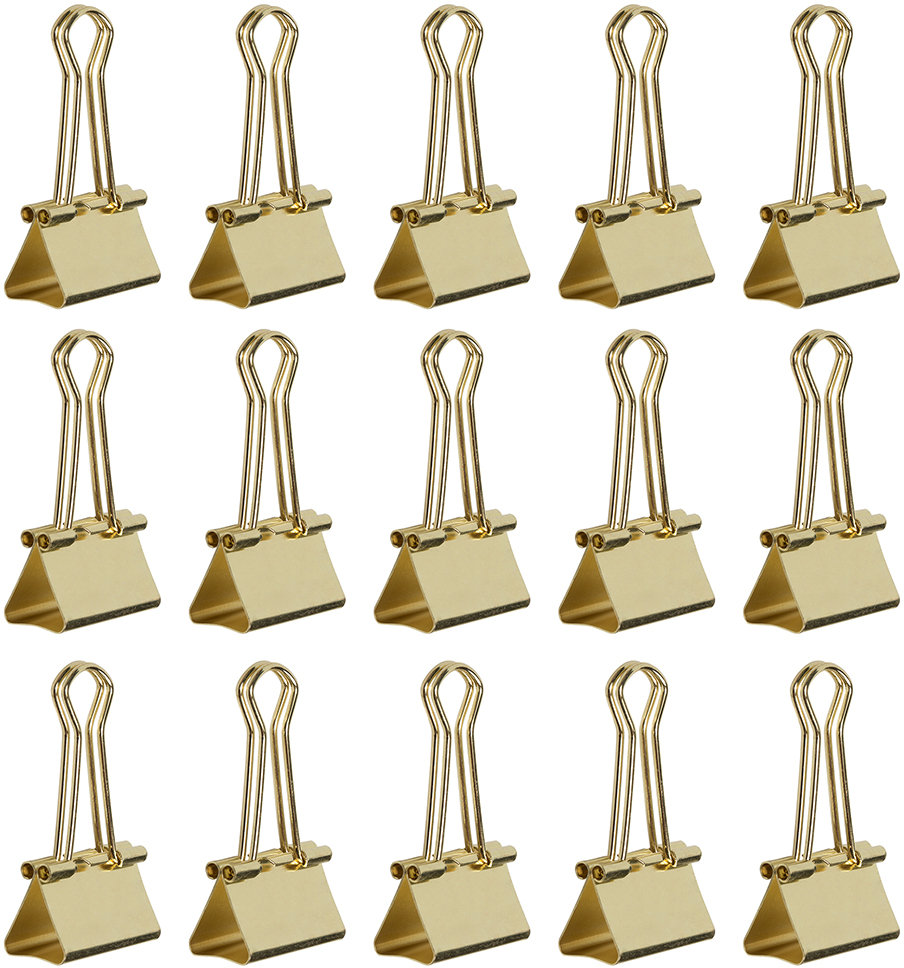 Gold Medium 32mm Binder Clips - 15 Pack
