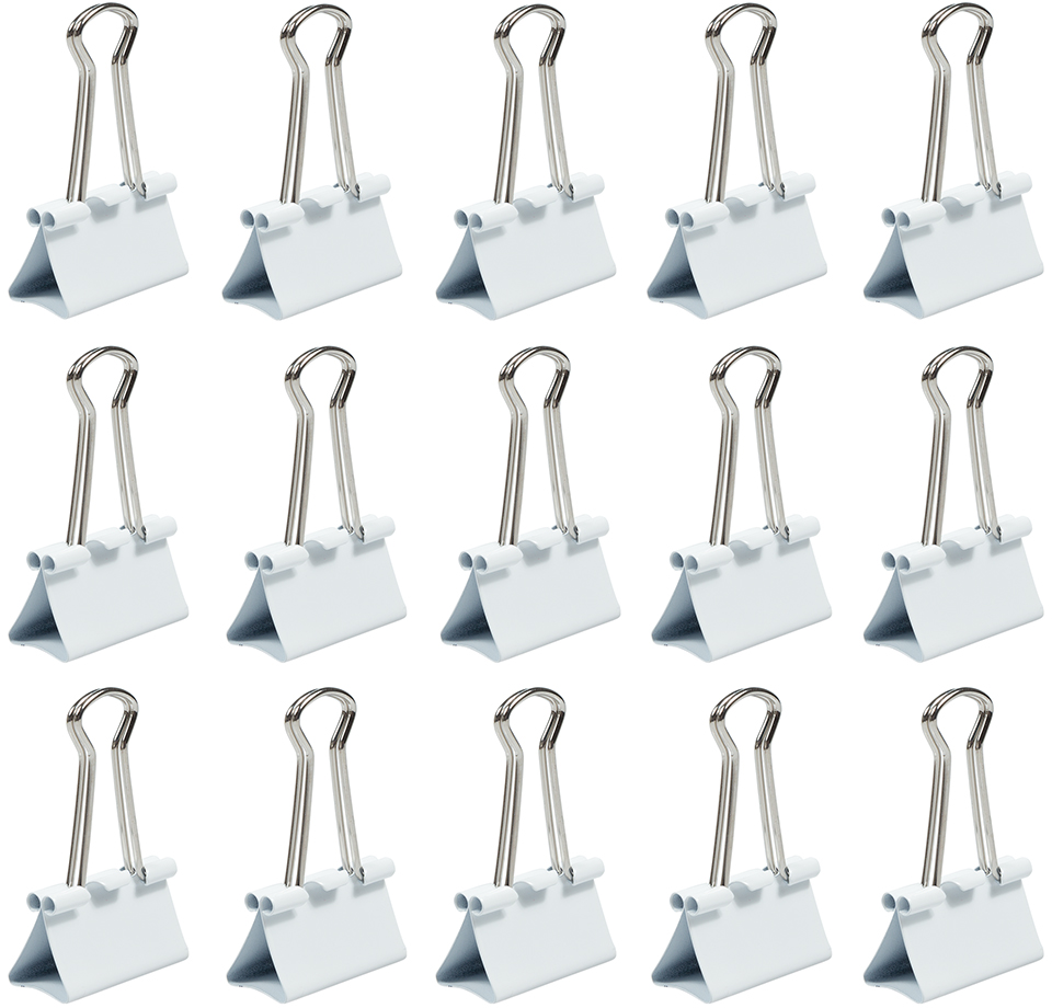 White Medium 32mm Binder Clips - 15 Pack