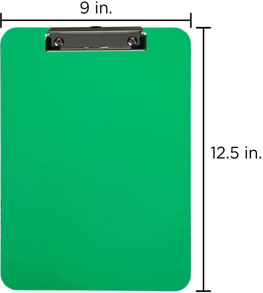 Green 9 x 13 Plastic Clipboards