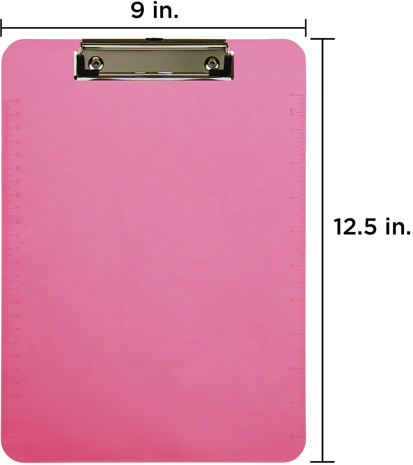 Pink 9 x 13 Plastic Clipboards
