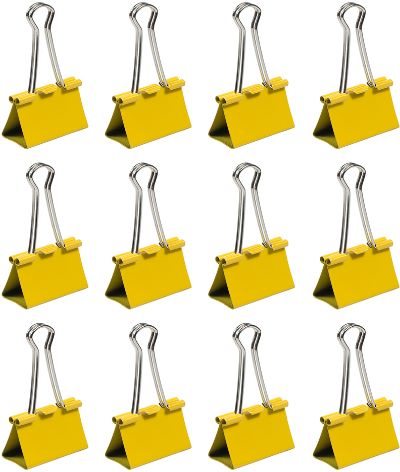 Yellow Large 41mm Binder Clips - 12 Pack