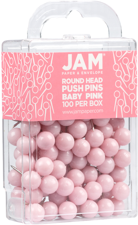 Baby Pink Round Pushpins - 100 Pack