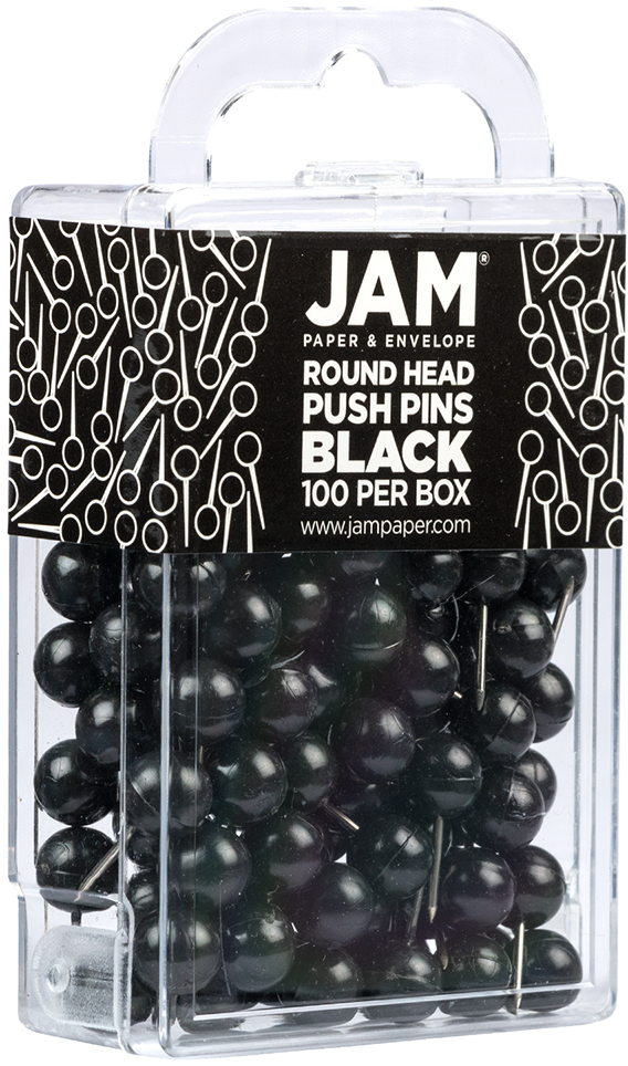 Black Round Pushpins - 100 Pack