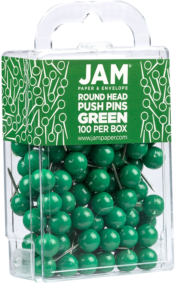 Green Round Pushpins - 100 Pack