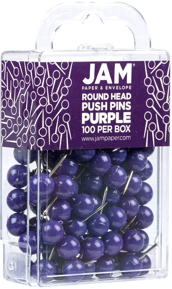 Purple Round Pushpins - 100 Pack
