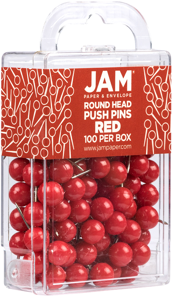 Red Round Pushpins - 100 Pack