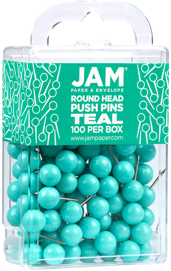 Teal Blue Round Pushpins - 100 Pack