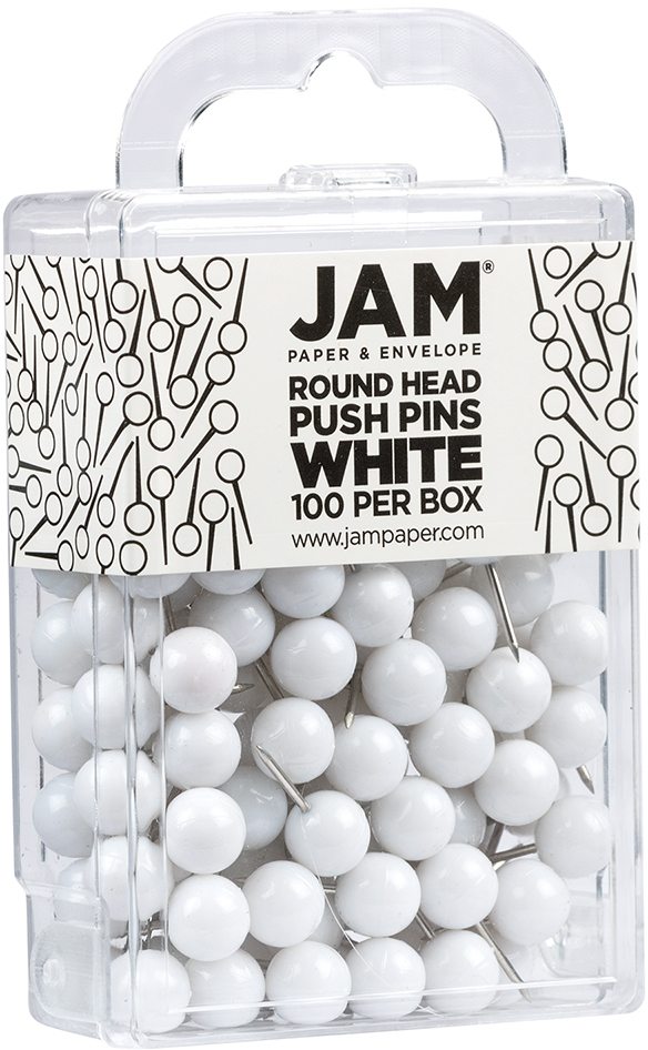 White Round Pushpins - 100 Pack