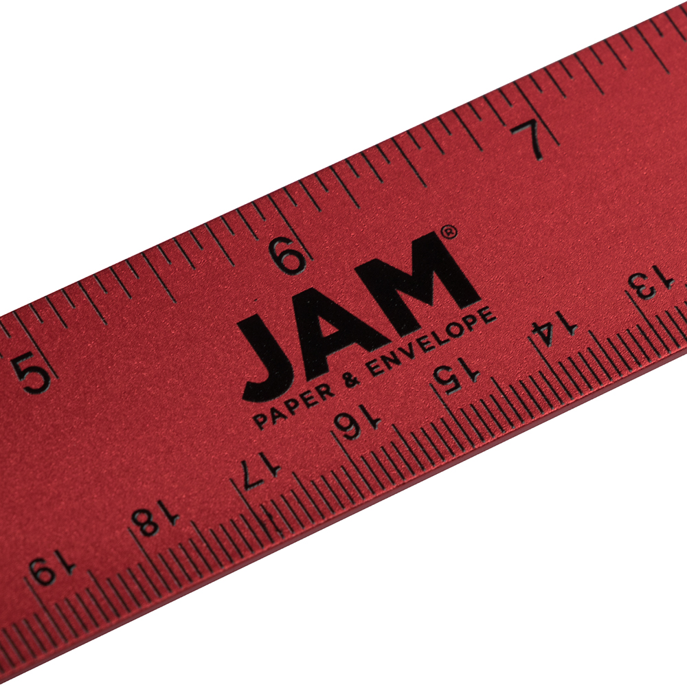 Red Metallic 12 Inch Aluminum Ruler