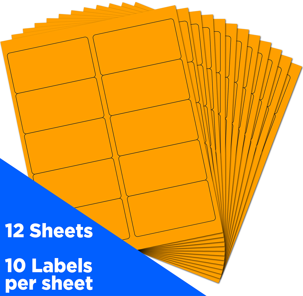 Neon Orange 2 x 4 Address Labels