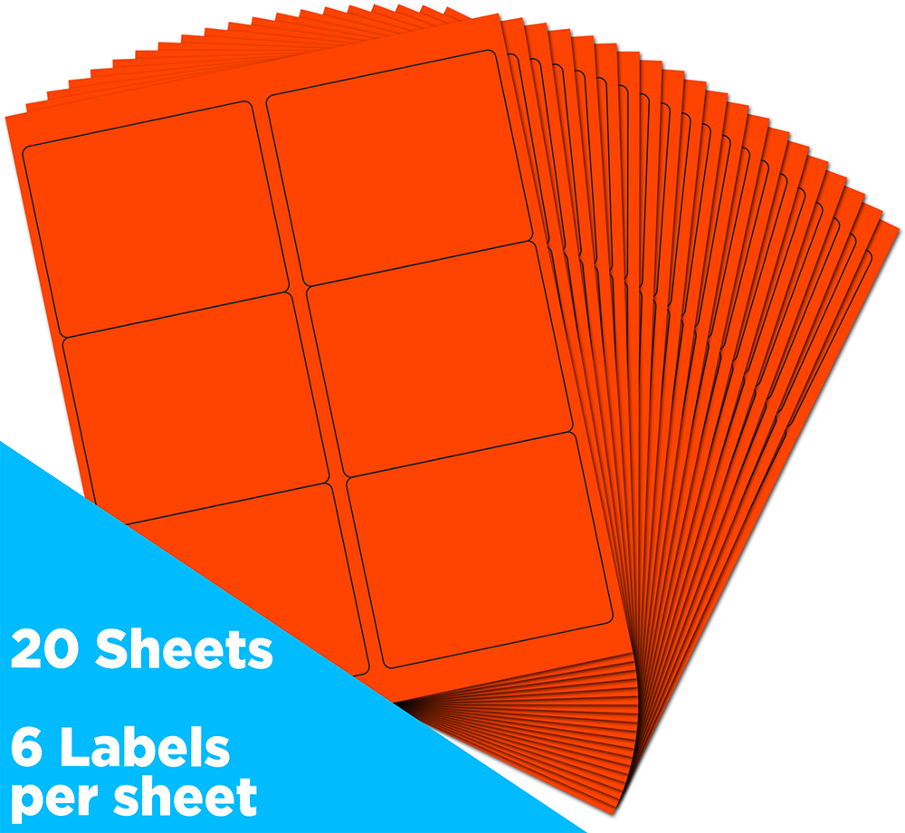 Neon Red 3 1/3 x 4 Shipping Labels